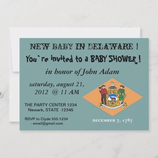 Invitation baby shower avec drapeau du Delaware (Devant)