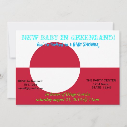 Invitation baby shower avec drapeau du Groenland (Devant)