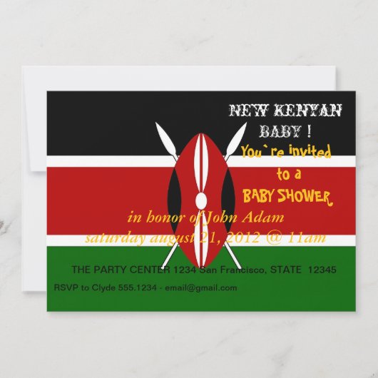 Invitation baby shower avec drapeau du Kenya (Devant)