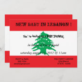 Invitation baby shower avec drapeau du Liban (Devant / Derrière)
