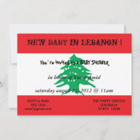 Invitation baby shower avec drapeau du Liban