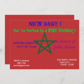 Invitation baby shower avec drapeau du Maroc (Devant / Derrière)