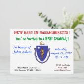 Invitation baby shower avec Drapeau du Massachuset (Debout devant)