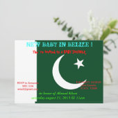 Invitation baby shower avec drapeau du Pakistan (Debout devant)
