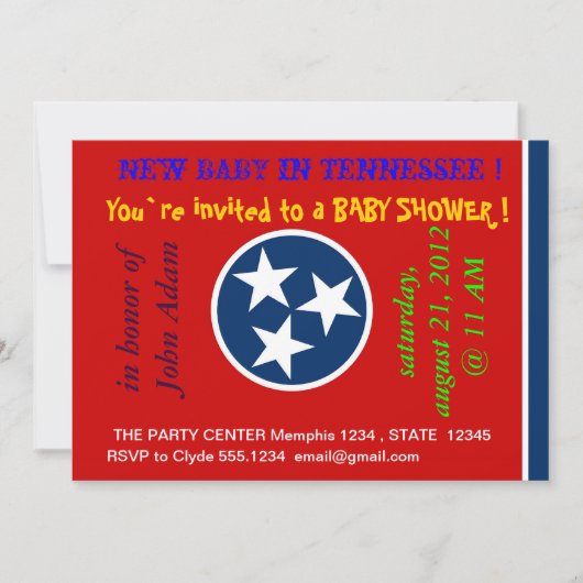 Invitation baby shower avec drapeau du Tennessee (Devant)