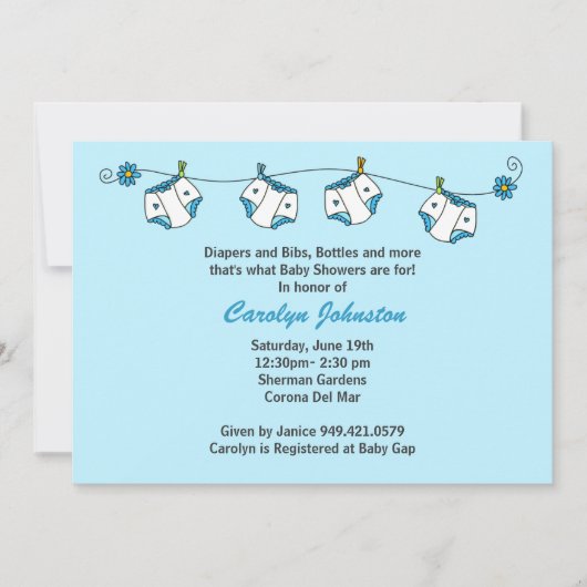 Invitation Baby shower avec enveloppes corresponda (Devant)