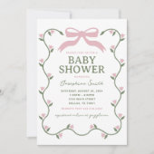 Invitation Baby Shower avec Fleurs et Ruban (Devant)