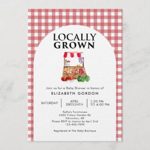Invitation Baby-Shower avec Marché Ferme Gingham de Culture L