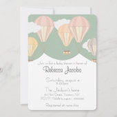 Invitation baby shower avec montgolfières girly (Devant)