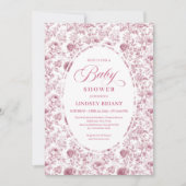 Invitation Baby Shower avec Motif Classique de Roses Roses et (Devant)