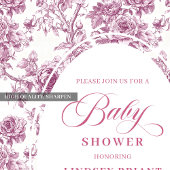 Invitation Baby Shower avec Motif Classique de Roses Roses et