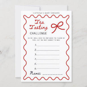 Invitation Baby-Shower avec Nœud Rouge - Nom Modifiable, Invi