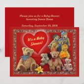 Invitation baby shower avec Nounours (Devant / Derrière)
