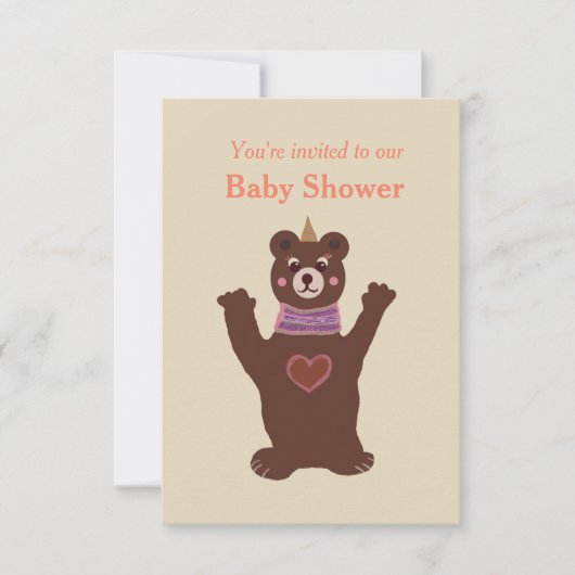 Invitation baby shower avec ours (Devant)