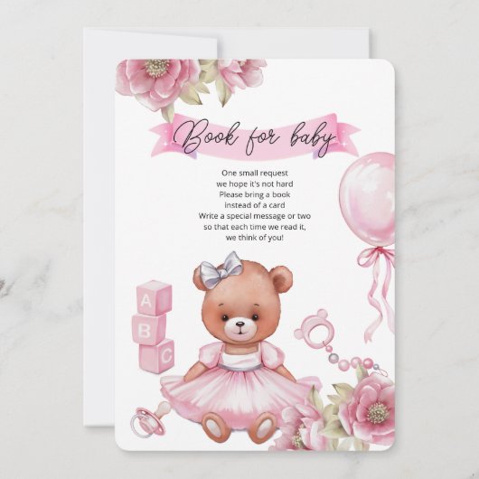 Invitation baby shower avec ours en peluche. (Dos)