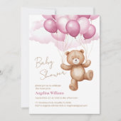 Invitation baby shower avec ours en peluche. (Devant)