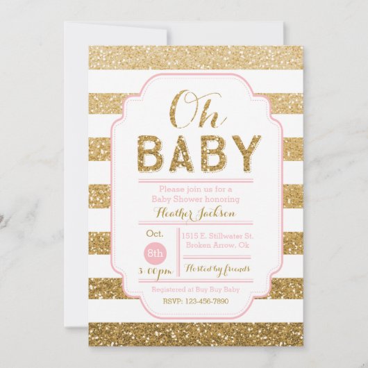 Invitation Baby shower avec Parties scintillant ro (Devant)