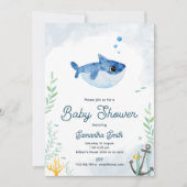Invitation baby shower avec requin-bébé (Devant)
