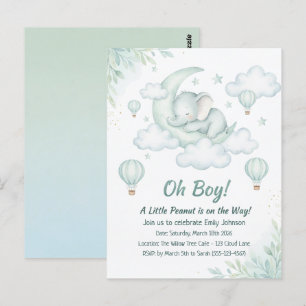 Invitation baby shower avec Sleeping Baby Elephant