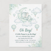 Invitation baby shower avec Sleeping Baby Elephant (Devant)