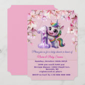 Invitation baby shower avec thème Unicorn (Devant / Derrière)