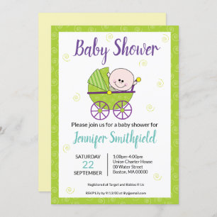 Invitation baby shower avec transport de bébé