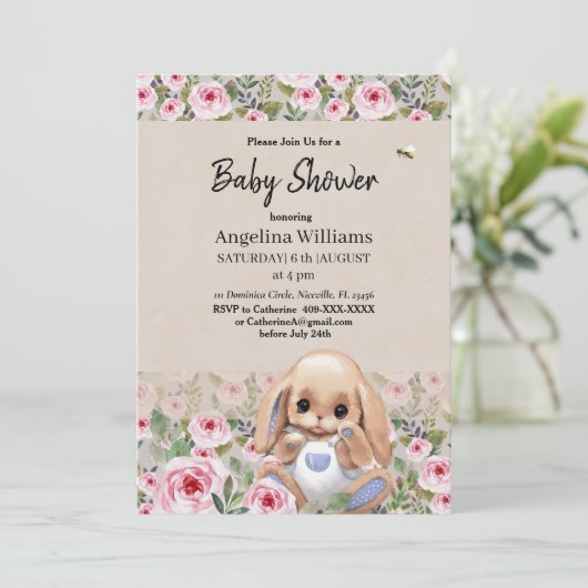 Invitation baby shower avec un design mignon (Debout devant)