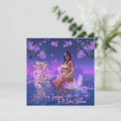 Invitation Baby shower avec un elfe afro-américain (Debout devant)