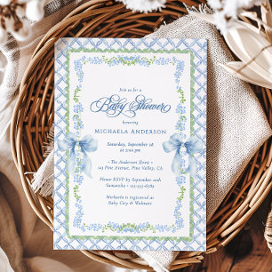Invitation Baby-shower avec un nœud floral aquarelle grandmil