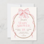 Invitation Baby shower avec un nœud rose (Devant)