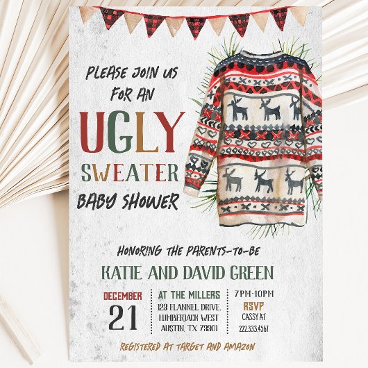 Invitation Baby-Shower avec un Pull Moche