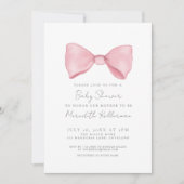 Invitation Baby Shower avec un Simple Nœud Rose (Devant)