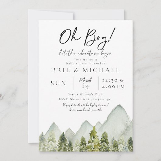 Invitation Baby shower aventure | Aquarelles (Devant)