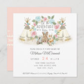 Invitation Baby shower Aventure Commencer Teepee Bear Deer Bl (Devant / Derrière)
