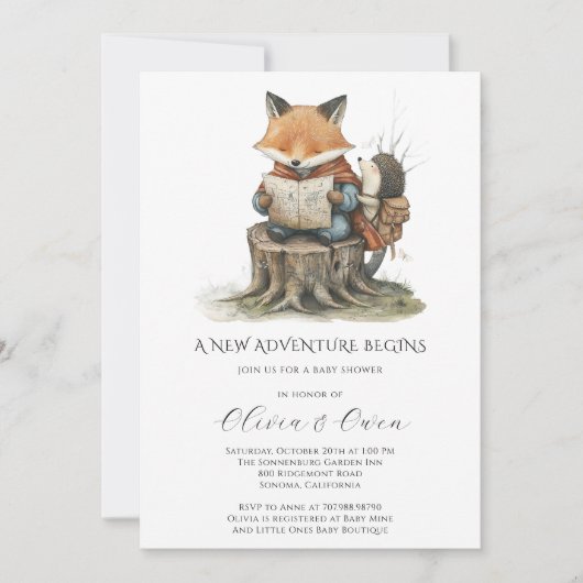 Invitation Baby Shower Aventure en Forêt (Devant)