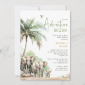 Invitation Baby shower aventure Jungle Safari Elephant (Devant)
