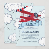 Invitation Baby Shower Avion (Devant / Derrière)
