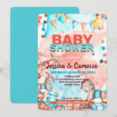 Invitation Baby shower avion et Nounours (Devant / Derrière)