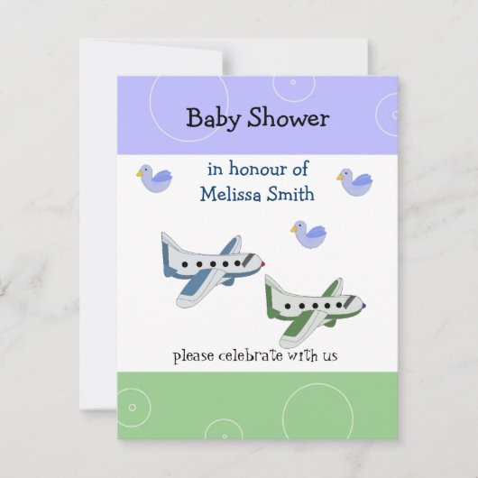 Invitation Baby Shower Avions (Devant)