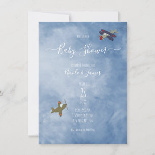 Invitation Baby Shower Avions qui volent dans le ciel