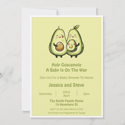 Invitation Baby shower Avocado (Devant)