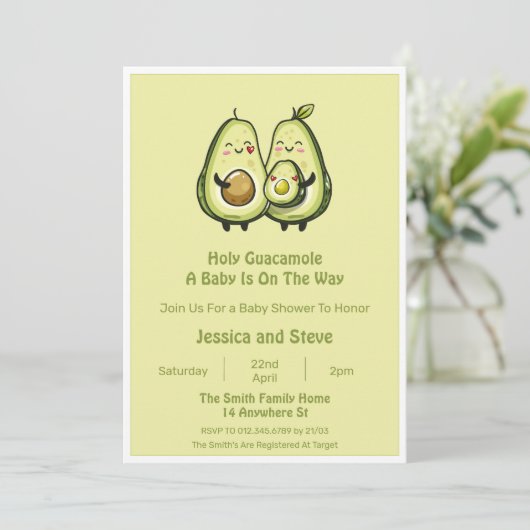 Invitation Baby shower Avocado (Debout devant)