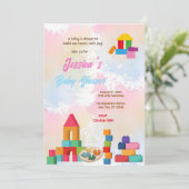 Invitation Baby shower Baby Blocks (Debout devant)