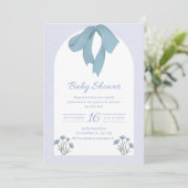 Invitation Baby shower Baby Blue Bow (Debout devant)