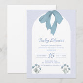 Invitation Baby shower Baby Blue Bow (Devant / Derrière)