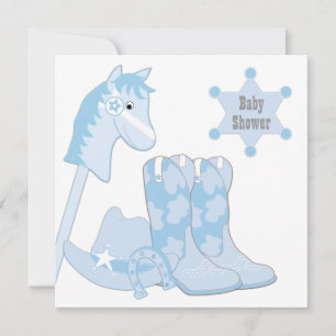 Invitation Baby Shower Baby Blue Cow-Boy
