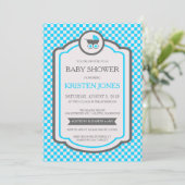 Invitation Baby shower Baby Blue Cradle (Debout devant)