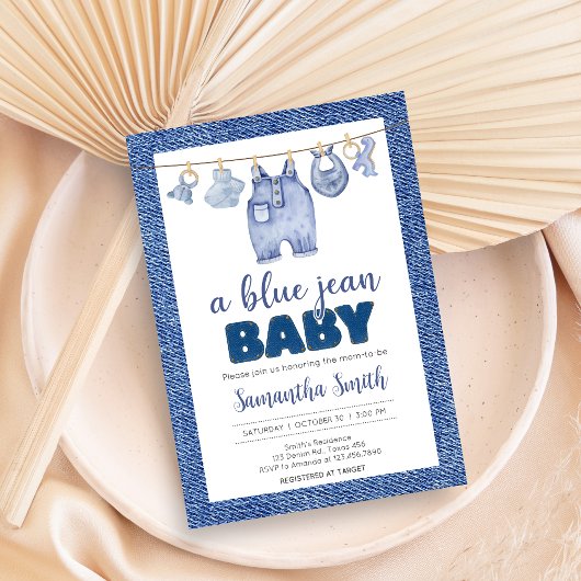 Invitation Baby shower Baby Blue Jean