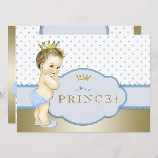 Invitation Baby shower Baby Blue Little Prince (Devant / Derrière)