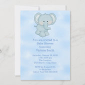 Invitation Baby shower Baby Boy Blue Elephant (Devant)